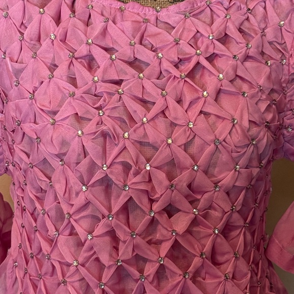 Maeve Pink Flutter Sleeve Smocked Blouse - Picture 2 of 6